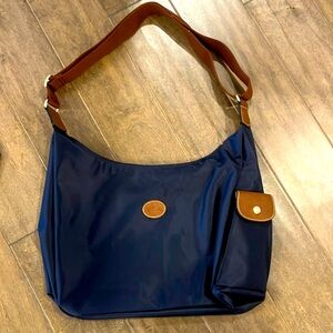 Longchamp Navy and Brown Hobo Bag